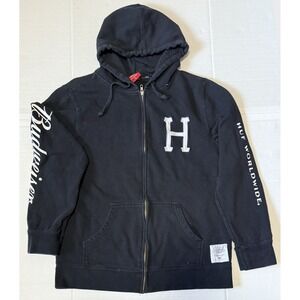 HUF x BUDWEISER - Men's Black Long Sleeve Full Zip Hoodie - Size X-Large XL